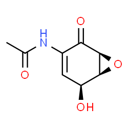 ChemSpider 2D Image | N-[(1S,5S,6S)-5-Hydroxy-2-oxo-7-oxabicyclo[4.1.0]hept-3-en-3-yl]acetamide | C8H9NO4