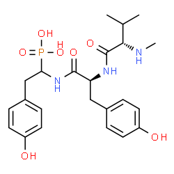 ChemSpider 2D Image | N-Methyl-L-valyl-N-[2-(4-hydroxyphenyl)-1-phosphonoethyl]-L-tyrosinamide | C23H32N3O7P