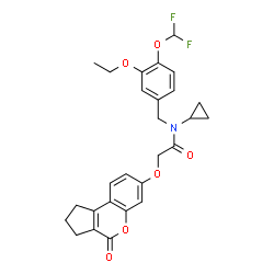 ChemSpider 2D Image | N-Cyclopropyl-N-[4-(difluoromethoxy)-3-ethoxybenzyl]-2-[(4-oxo-1,2,3,4-tetrahydrocyclopenta[c]chromen-7-yl)oxy]acetamide | C27H27F2NO6