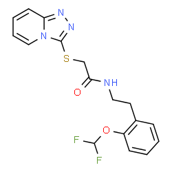 ChemSpider 2D Image | N-{2-[2-(Difluoromethoxy)phenyl]ethyl}-2-([1,2,4]triazolo[4,3-a]pyridin-3-ylsulfanyl)acetamide | C17H16F2N4O2S