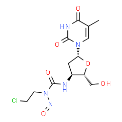 ChemSpider 2D Image | 3'-{[(2-Chloroethyl)(nitroso)carbamoyl]amino}-3'-deoxythymidine | C13H18ClN5O6