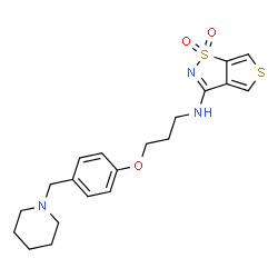 ChemSpider 2D Image | N-{3-[4-(1-Piperidinylmethyl)phenoxy]propyl}thieno[3,4-d][1,2]thiazol-3-amine 1,1-dioxide | C20H25N3O3S2
