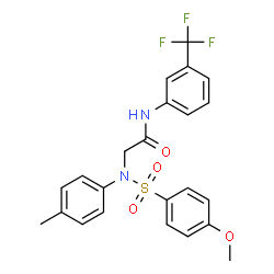ChemSpider 2D Image | N~2~-[(4-Methoxyphenyl)sulfonyl]-N~2~-(4-methylphenyl)-N-[3-(trifluoromethyl)phenyl]glycinamide | C23H21F3N2O4S