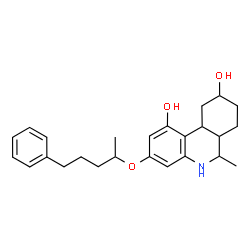 ChemSpider 2D Image | 6-Methyl-3-[(5-phenyl-2-pentanyl)oxy]-5,6,6a,7,8,9,10,10a-octahydro-1,9-phenanthridinediol | C25H33NO3