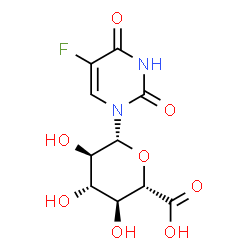 ChemSpider 2D Image | 5-Fluoro-1-(beta-D-glucopyranuronosyl)-2,4(1H,3H)-pyrimidinedione | C10H11FN2O8