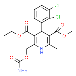 ChemSpider 2D Image | 3-Ethyl 5-methyl 2-[(carbamoyloxy)methyl]-4-(2,3-dichlorophenyl)-6-methyl-1,4-dihydro-3,5-pyridinedicarboxylate | C19H20Cl2N2O6