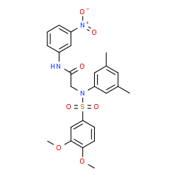 ChemSpider 2D Image | N~2~-[(3,4-Dimethoxyphenyl)sulfonyl]-N~2~-(3,5-dimethylphenyl)-N-(3-nitrophenyl)glycinamide | C24H25N3O7S