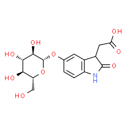 ChemSpider 2D Image | [5-(beta-D-Glucopyranosyloxy)-2-oxo-2,3-dihydro-1H-indol-3-yl]acetic acid | C16H19NO9