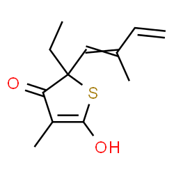 ChemSpider 2D Image | 2-Ethyl-5-hydroxy-4-methyl-2-(2-methyl-1,3-butadien-1-yl)-3(2H)-thiophenone | C12H16O2S