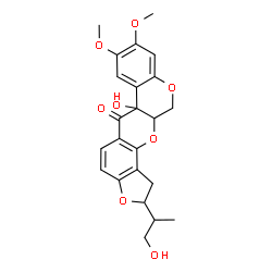 ChemSpider 2D Image | 6a-Hydroxy-2-(1-hydroxy-2-propanyl)-8,9-dimethoxy-1,2,12,12a-tetrahydrochromeno[3,4-b]furo[2,3-h]chromen-6(6aH)-one | C23H24O8