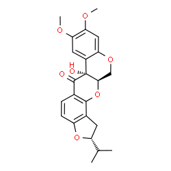 ChemSpider 2D Image | (2R,6aR,12aR)-6a-Hydroxy-2-isopropyl-8,9-dimethoxy-1,2,12,12a-tetrahydrochromeno[3,4-b]furo[2,3-h]chromen-6(6aH)-one | C23H24O7