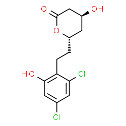 ChemSpider 2D Image | (4S,6S)-6-[2-(2,4-Dichloro-6-hydroxyphenyl)ethyl]-4-hydroxytetrahydro-2H-pyran-2-one | C13H14Cl2O4