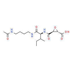 ChemSpider 2D Image | (2S,3S)-3-({(2S)-1-[(4-Acetamidobutyl)amino]-3-methyl-1-oxo-2-pentanyl}carbamoyl)-2-oxiranecarboxylic acid | C16H27N3O6
