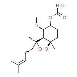 ChemSpider 2D Image | (3R,4S,5S,6R)-5-Methoxy-4-[(2R,3R)-2-methyl-3-(3-methyl-2-buten-1-yl)-2-oxiranyl]-1-oxaspiro[2.5]oct-6-yl carbamate | C17H27NO5