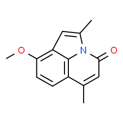 ChemSpider 2D Image | 9-Methoxy-2,6-dimethyl-4H-pyrrolo(3,2,1-ij)quinolin-4-one | C14H13NO2