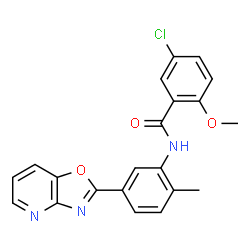 ChemSpider 2D Image | 5-Chloro-2-methoxy-N-[2-methyl-5-([1,3]oxazolo[4,5-b]pyridin-2-yl)phenyl]benzamide | C21H16ClN3O3