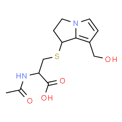 ChemSpider 2D Image | N-Acetyl-S-[7-(hydroxymethyl)-2,3-dihydro-1H-pyrrolizin-1-yl]cysteine | C13H18N2O4S