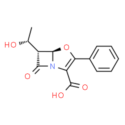 ChemSpider 2D Image | (5R,6R)-6-[(1R)-1-Hydroxyethyl]-7-oxo-3-phenyl-4-oxa-1-azabicyclo[3.2.0]hept-2-ene-2-carboxylic acid | C14H13NO5