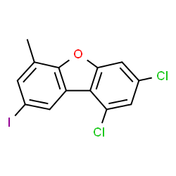 ChemSpider 2D Image | 1,3-Dichloro-8-iodo-6-methyldibenzo[b,d]furan | C13H7Cl2IO