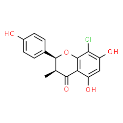 ChemSpider 2D Image | (2S,3S)-8-Chloro-5,7-dihydroxy-2-(4-hydroxyphenyl)-3-methyl-2,3-dihydro-4H-chromen-4-one | C16H13ClO5