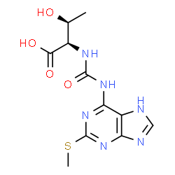 ChemSpider 2D Image | N-{[2-(Methylsulfanyl)-7H-purin-6-yl]carbamoyl}-D-threonine | C11H14N6O4S