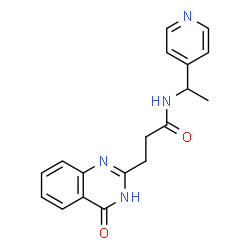 ChemSpider 2D Image | 3-(4-Oxo-1,4-dihydro-2-quinazolinyl)-N-[1-(4-pyridinyl)ethyl]propanamide | C18H18N4O2