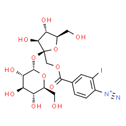 ChemSpider 2D Image | 1-O-(4-Diazonio-3-iodobenzoyl)-beta-D-fructofuranosyl alpha-L-glucopyranoside | C19H24IN2O12
