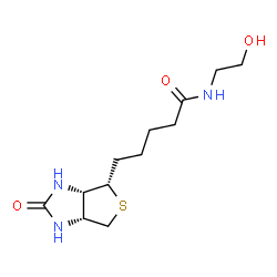 ChemSpider 2D Image | N-(2-Hydroxyethyl)-5-[(3aS,4S,6aR)-2-oxohexahydro-1H-thieno[3,4-d]imidazol-4-yl]pentanamide | C12H21N3O3S