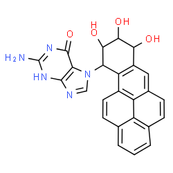 ChemSpider 2D Image | 6H-purin-6-one, 2-amino-1,7-dihydro-7-(7,8,9,10-tetrahydro-7,8,9-trihydroxybenzo[a]pyren-10-yl)- | C25H19N5O4