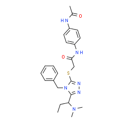 ChemSpider 2D Image | N-(4-Acetamidophenyl)-2-({4-benzyl-5-[1-(dimethylamino)propyl]-4H-1,2,4-triazol-3-yl}sulfanyl)acetamide | C24H30N6O2S