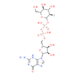 ChemSpider 2D Image | [(2R,3S,4R,5R)-5-(2-Amino-6-oxo-3,6-dihydro-9H-purin-9-yl)-3,4-dihydroxytetrahydro-2-furanyl]methyl (3R,4S,5S,6R)-3-fluoro-4,5-dihydroxy-6-(hydroxymethyl)tetrahydro-2H-pyran-2-yl dihydrogen diphosphat
e | C16H24FN5O15P2
