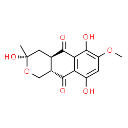 ChemSpider 2D Image | (3S,4aR,10aS)-3,6,9-Trihydroxy-7-methoxy-3-methyl-3,4,4a,10a-tetrahydro-1H-benzo[g]isochromene-5,10-dione | C15H16O7