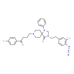 ChemSpider 2D Image | 3-{2-[4-Azido-3-(~125~I)iodophenyl]ethyl}-8-[4-(4-fluorophenyl)-4-oxobutyl]-1-phenyl-1,3,8-triazaspiro[4.5]decan-4-one | C31H32F125IN6O2
