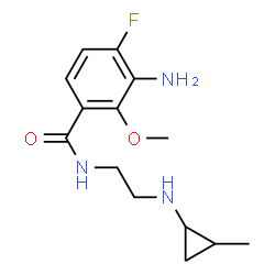 ChemSpider 2D Image | 3-Amino-4-fluoro-2-methoxy-N-{2-[(2-methylcyclopropyl)amino]ethyl}benzamide | C14H20FN3O2