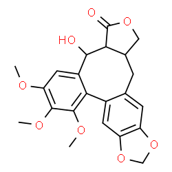 ChemSpider 2D Image | 4-Hydroxy-6,7,8-trimethoxy-3a,4,14,14a-tetrahydrobenzo[3,4]furo[3',4':6,7]cycloocta[1,2-f][1,3]benzodioxol-3(1H)-one | C22H22O8