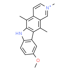 ChemSpider 2D Image | 9-Methoxy-2,5,11-trimethyl-6H-pyrido[4,3-b]carbazol-2-ium | C19H19N2O