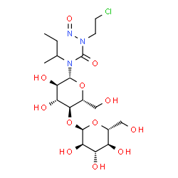 ChemSpider 2D Image | N-sec-Butyl-N-[(2-chloroethyl)(nitroso)carbamoyl]-4-O-alpha-D-glucopyranosyl-beta-D-glucopyranosylamine | C19H34ClN3O12