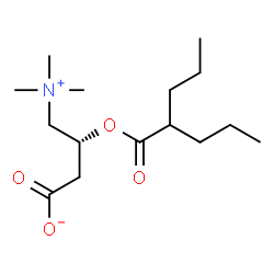 ChemSpider 2D Image | (3R)-3-[(2-Propylpentanoyl)oxy]-4-(trimethylammonio)butanoate | C15H29NO4