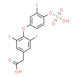 ChemSpider 2D Image | {3,5-Diiodo-4-[3-iodo-4-(sulfooxy)phenoxy]phenyl}acetic acid | C14H9I3O7S