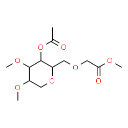 ChemSpider 2D Image | 3-O-Acetyl-2,6-anhydro-1-O-(2-methoxy-2-oxoethyl)-4,5-di-O-methylhexitol | C13H22O8