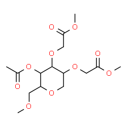 ChemSpider 2D Image | 3-O-Acetyl-2,6-anhydro-4,5-bis-O-(2-methoxy-2-oxoethyl)-1-O-methylhexitol | C15H24O10