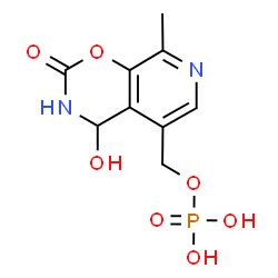 ChemSpider 2D Image | (4-Hydroxy-8-methyl-2-oxo-3,4-dihydro-2H-pyrido[4,3-e][1,3]oxazin-5-yl)methyl dihydrogen phosphate | C9H11N2O7P
