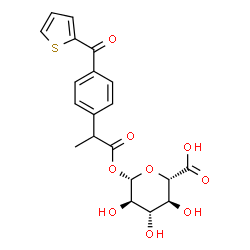 ChemSpider 2D Image | 1-O-{2-[4-(2-Thienylcarbonyl)phenyl]propanoyl}-beta-D-glucopyranuronic acid | C20H20O9S