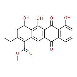 ChemSpider 2D Image | Methyl 2-ethyl-4,5,7-trihydroxy-6,11-dioxo-3,4,6,11-tetrahydro-1-tetracenecarboxylate | C22H18O7
