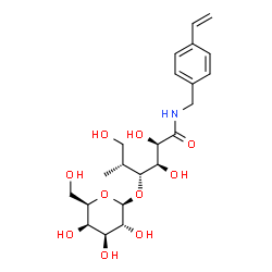 ChemSpider 2D Image | (2R,3R,4R,5R)-2,3,6-Trihydroxy-5-methyl-4-{[(2R,3R,4S,5R,6R)-3,4,5-trihydroxy-6-(hydroxymethyl)tetrahydro-2H-pyran-2-yl]oxy}-N-(4-vinylbenzyl)hexanamide | C22H33NO10