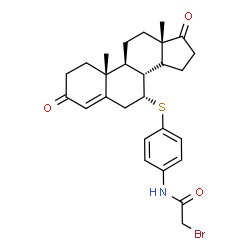 ChemSpider 2D Image | 2-Bromo-N-(4-{[(7alpha,14xi)-3,17-dioxoandrost-4-en-7-yl]sulfanyl}phenyl)acetamide | C27H32BrNO3S