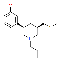 ChemSpider 2D Image | 3-{(3R,5R)-5-[(Methylsulfanyl)methyl]-1-propyl-3-piperidinyl}phenol | C16H25NOS