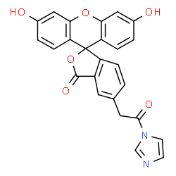ChemSpider 2D Image | 3',6'-Dihydroxy-5-[2-(1H-imidazol-1-yl)-2-oxoethyl]-3H-spiro[2-benzofuran-1,9'-xanthen]-3-one | C25H16N2O6