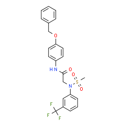 ChemSpider 2D Image | N-[4-(Benzyloxy)phenyl]-N~2~-(methylsulfonyl)-N~2~-[3-(trifluoromethyl)phenyl]glycinamide | C23H21F3N2O4S