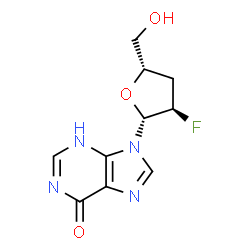 ChemSpider 2D Image | 2',3'-Dideoxy-2'-fluoroinosine | C10H11FN4O3